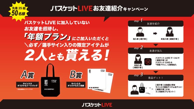 バスケットLIVEお友達紹介キャンペーン