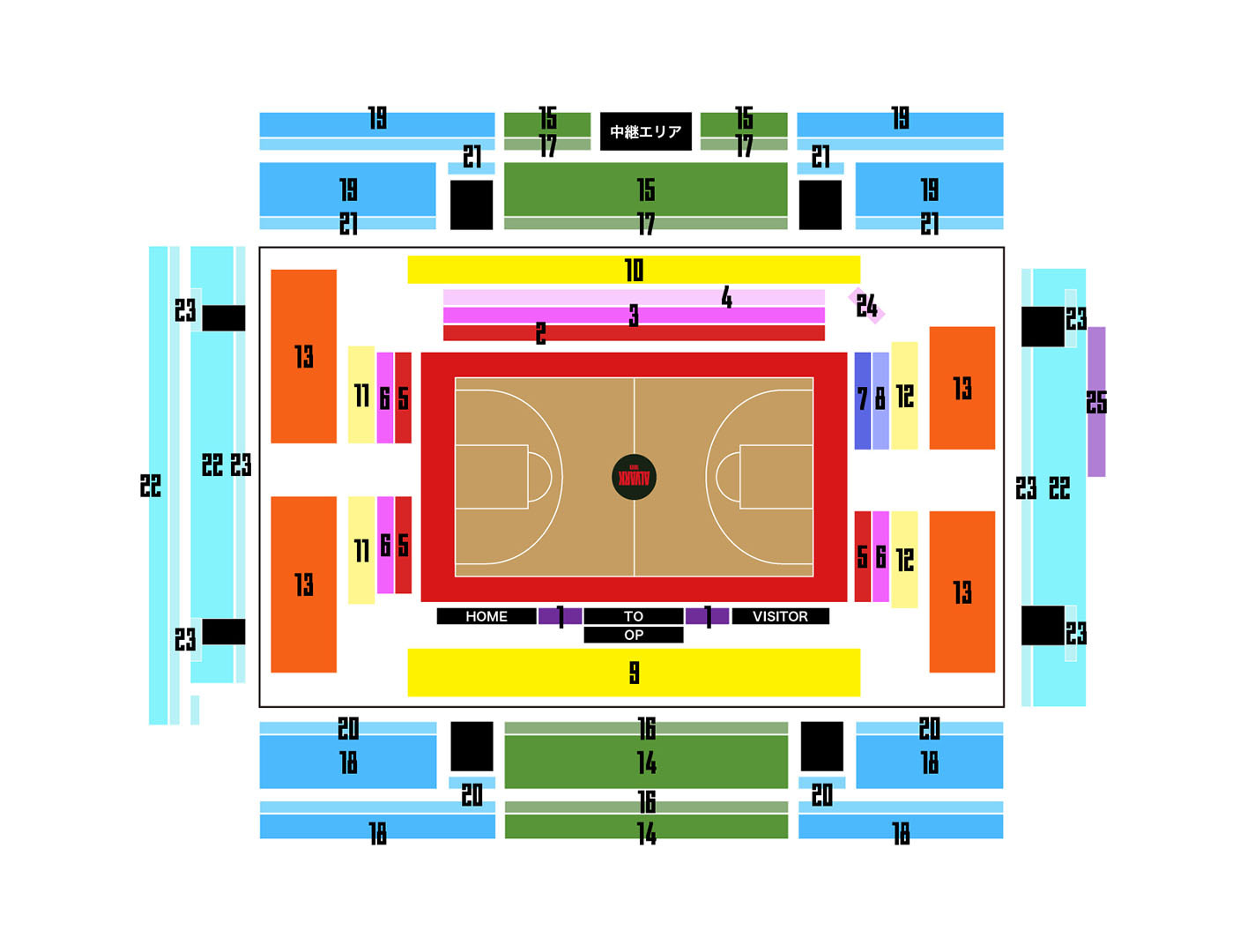 アルバルク東京2024-25シーズン アリーナ立川立飛座席図