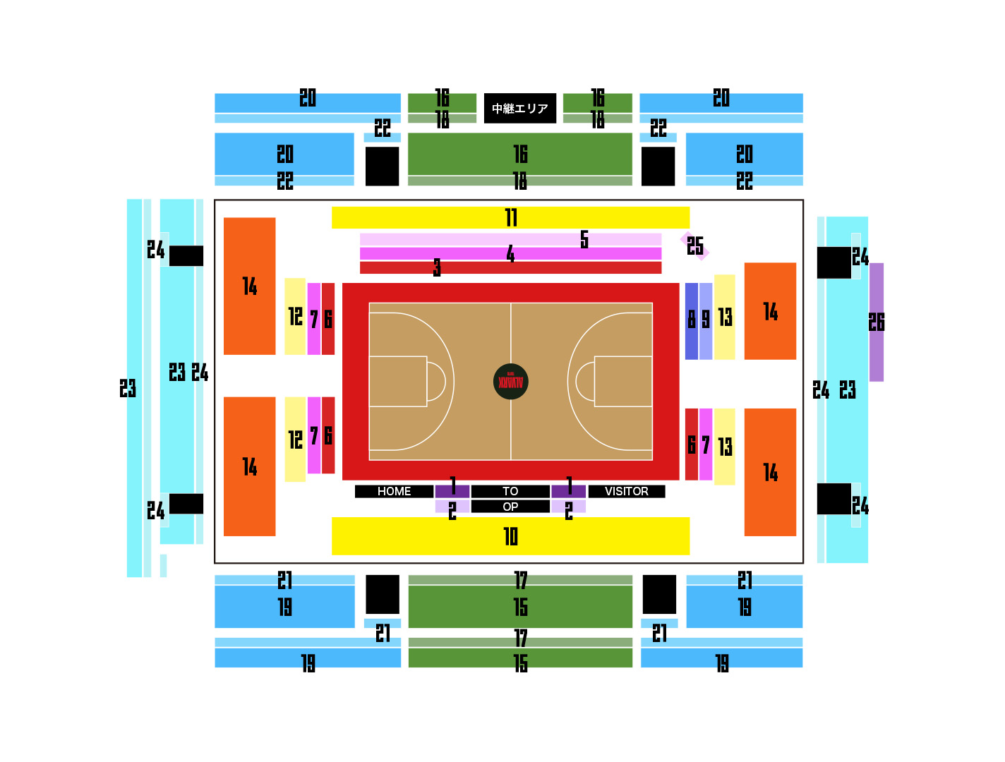 アルバルク東京2024-25シーズン アリーナ立川立飛座席図